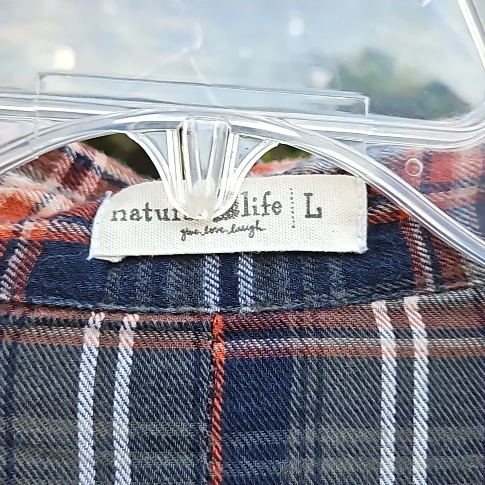 Natural life plaid long sleeve cover up - Picture 3 of 7